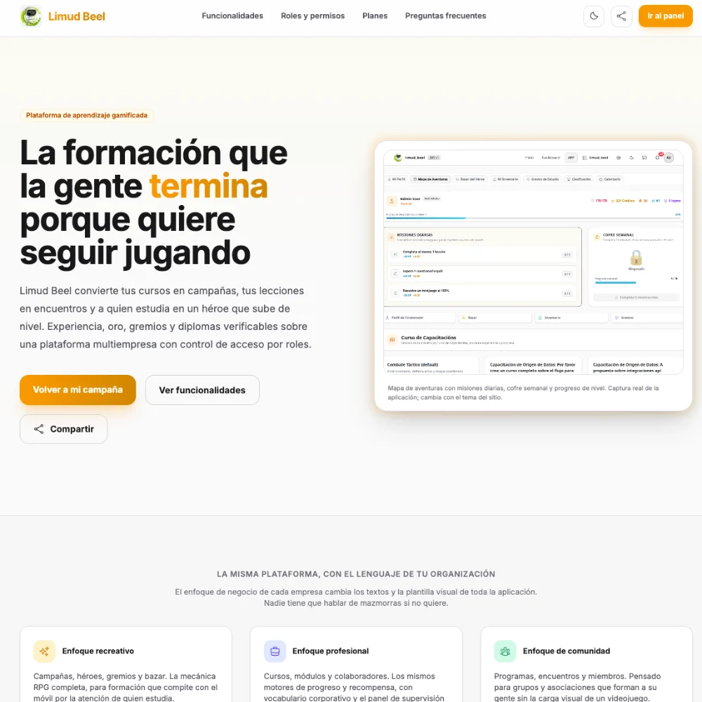Limud Beel LMS Aula Virtual en Explorador Web